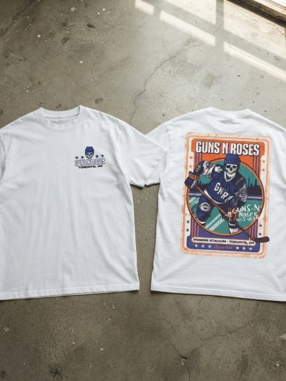 Guns N Roses Hockey Skeleton Toronto Tour Graphic T-Shirt